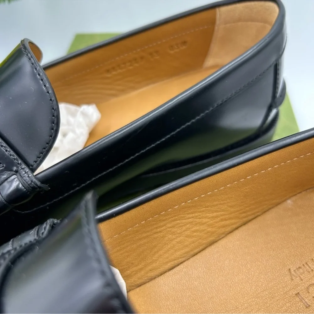 Men’s Gucci, black Kaveh interlocking G leather loafer size 13 made in Italy - Picture 6 of 12
